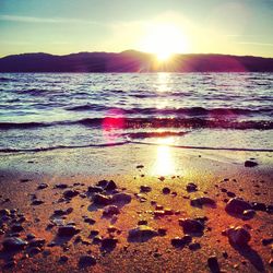 Scenic view of sunset over sea