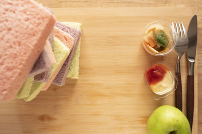 Close-up of fruits served on table