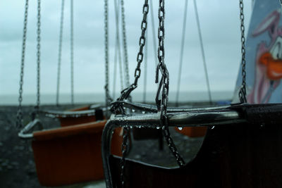 Close-up of swing in water