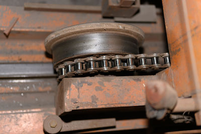 Close-up of old machine part