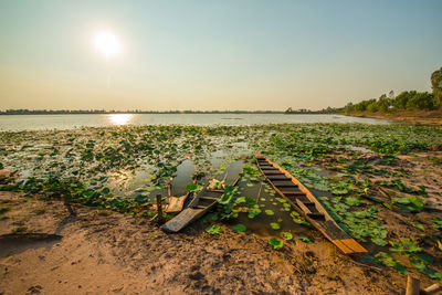 Scenic view of lake against clear sky