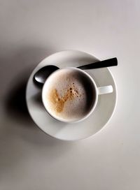 High angle view of coffee on table