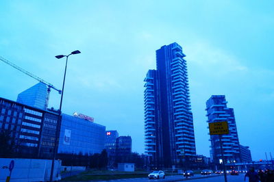 Cityscape against blue sky