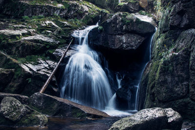 Scenic view of waterfall in forest