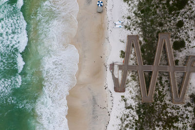 High angle view of beach by sea