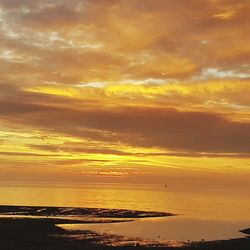 Scenic view of sea against dramatic sky