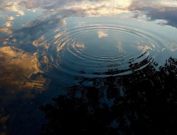 High angle view of rippled lake against sky