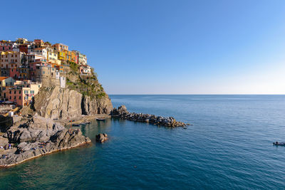 Scenic view of sea against clear sky