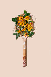 Flower vase against white background