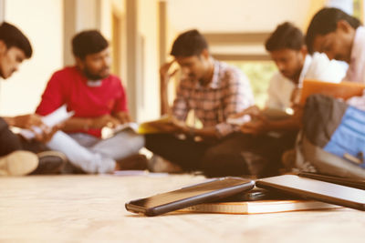 People sitting on table