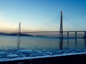 View of suspension bridge against sky