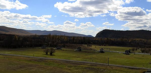 Scenic view of field against sky