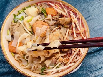 High angle view of food in bowl