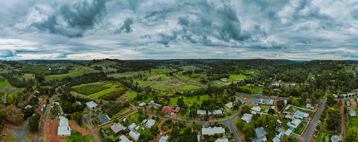 High angle view of townscape against sky