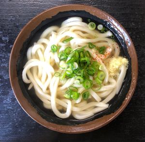 High angle view of soup in bowl