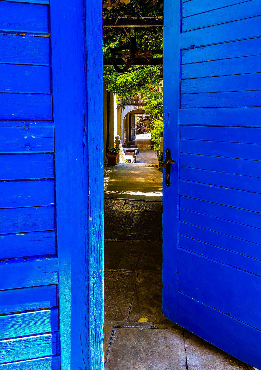 BLUE DOOR OF BUILDING