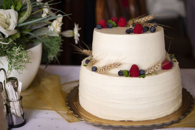 Close-up of cake on table