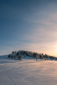 Scenic view of beach against sky during sunset