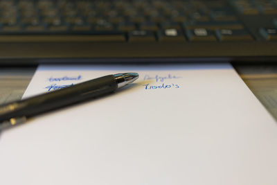 Close-up of computer keyboard on table