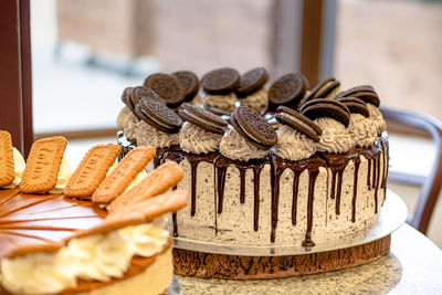 Close-up of cake on table