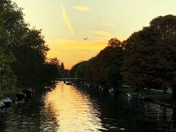 View of river amidst trees against sky