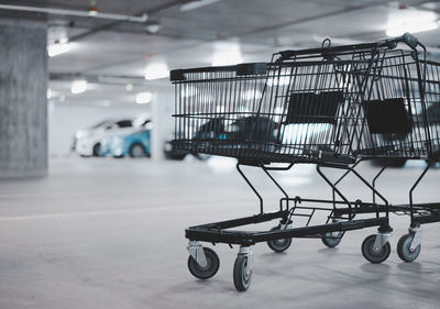 Close-up of empty parking lot