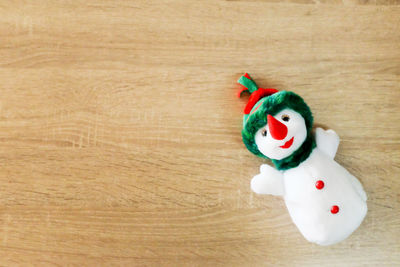 High angle view of toy on table