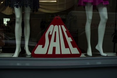 Sale text on window display