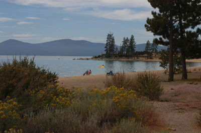 Scenic view of lake against sky