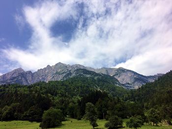 View of mountain against cloudy sky