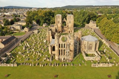 A panorama of the ruins of elgin cathedral at dusk. moray, scotland, uk