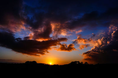 Scenic view of dramatic sky during sunset