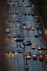 High angle view of traffic on city street