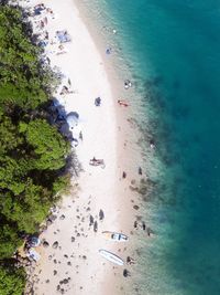 High angle view of people on beach