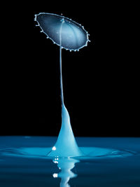 Close up of blue water over black background