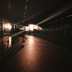 Empty illuminated underground walkway