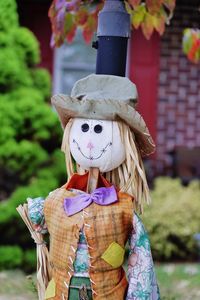 Close-up of scarecrow outdoors