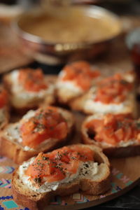 Close-up of served in plate on table