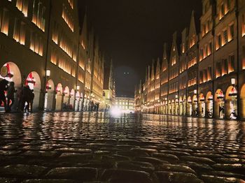 View of illuminated building at night