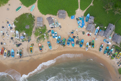 High angle view of people at swimming pool