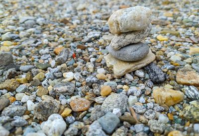 Stack of stones in pebbles