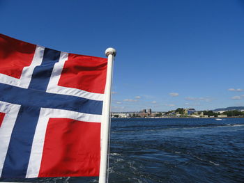 Close-up of norwegian flag in the wind