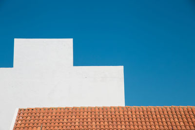 Low angle view of building against clear blue sky