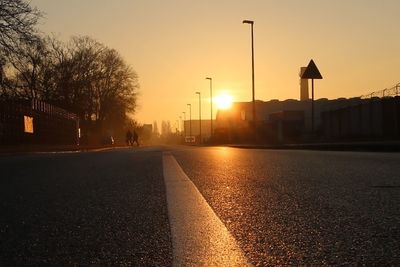 View of road at sunset