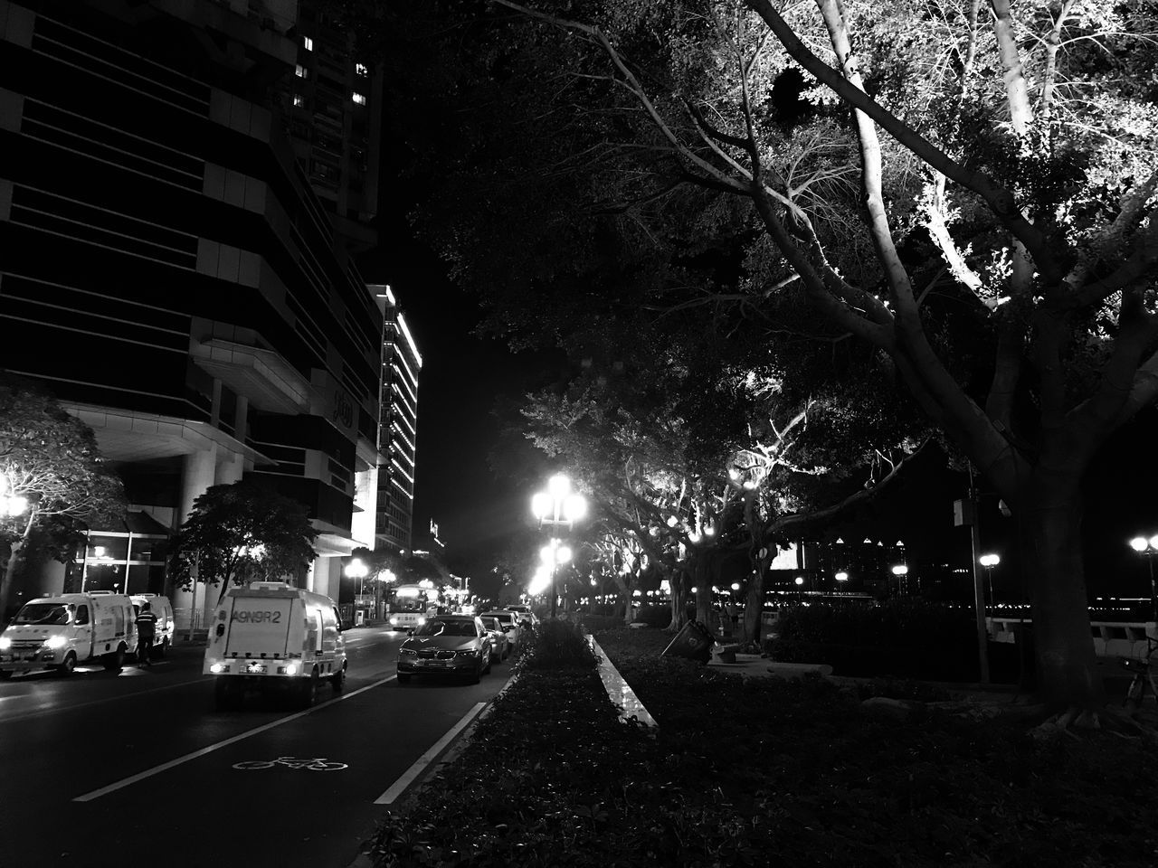 CITY STREET AT NIGHT