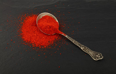 Close-up of red chili powder
