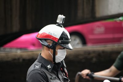 Close-up of man wearing sunglasses