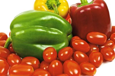 Close-up of colorful vegetables against white background