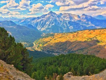 Scenic view of mountains against sky