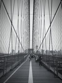 View of suspension bridge in city